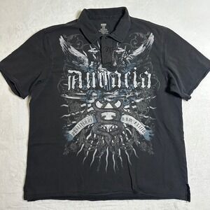 No Boundaries XL Men's Black Polo Shirt Gothic Eagle Snake Graphic Y2K Grunge
